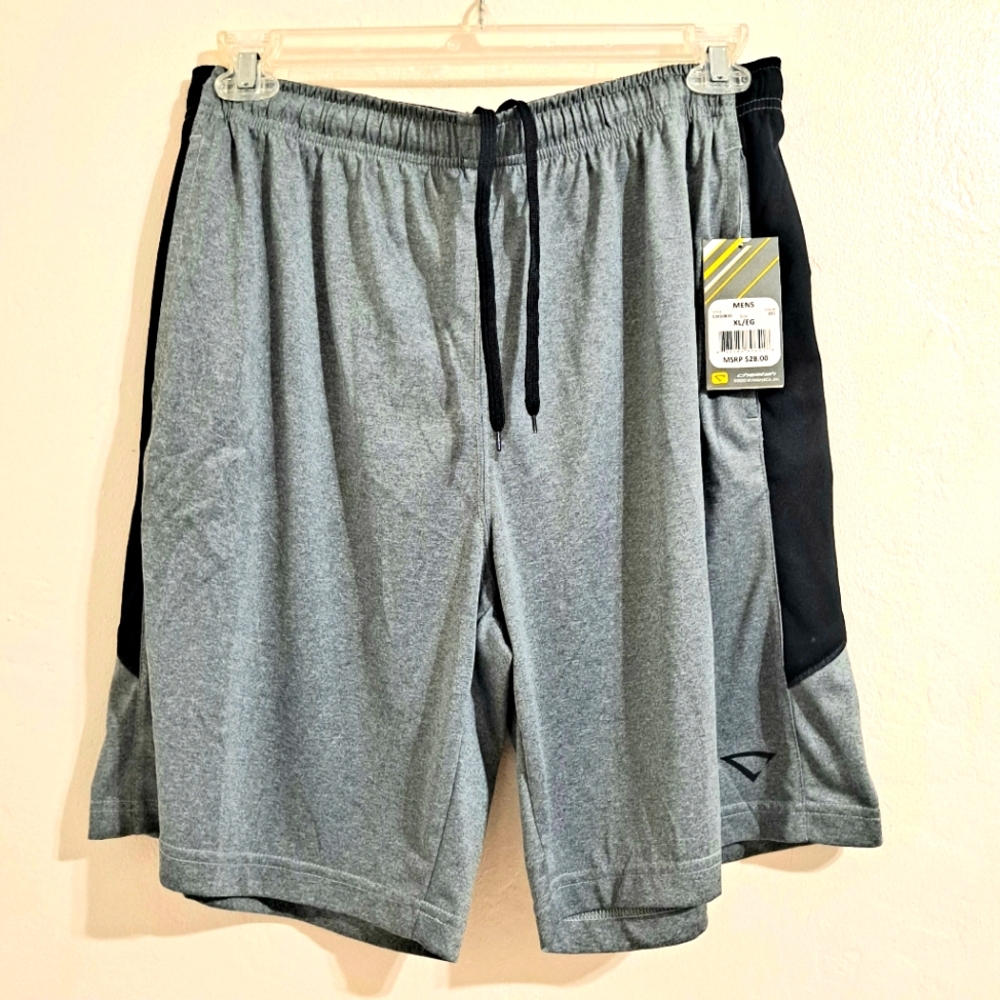 Gray Black Athletic Shorts XL Elastic Waistband Drawstring Pockets NWT Cheetah